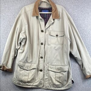 Vtg Old Navy chore coat corduroy collar cuffs L flannel lined Y2K 90’s retro